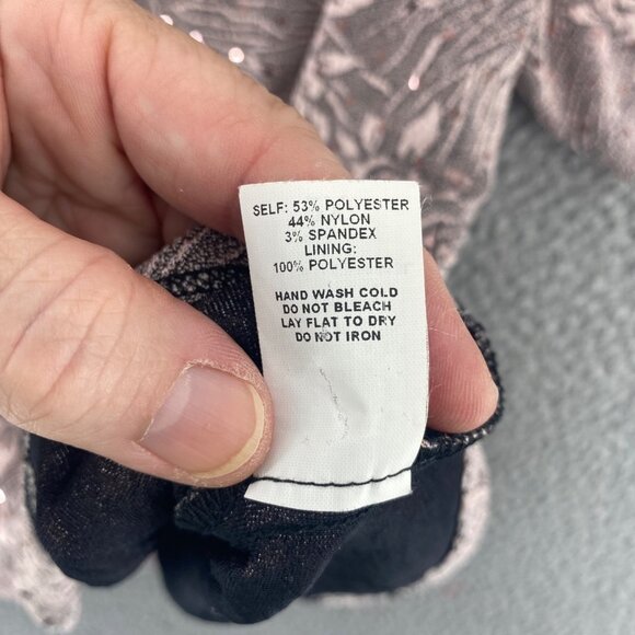 Dressbarn Top Womens 2X Plus Mauve Metallic Sequin Jacquard V Neck Short Sleeves - Picture 7 of 10